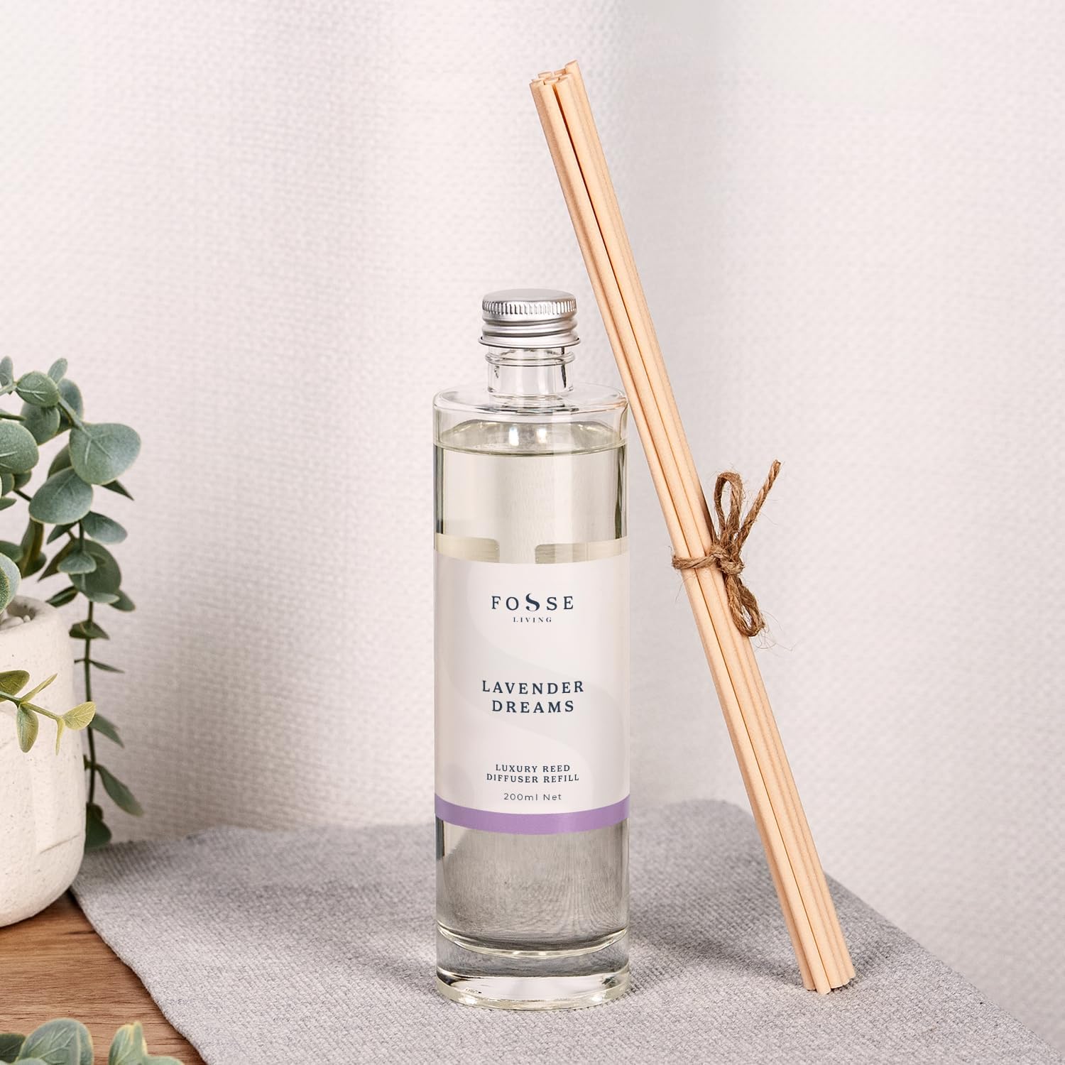 Lavender Dreams Luxury Reed Diffuser Refill 200ml + 10 Replacement Fibre Reeds - Highly Scented & Long Lasting