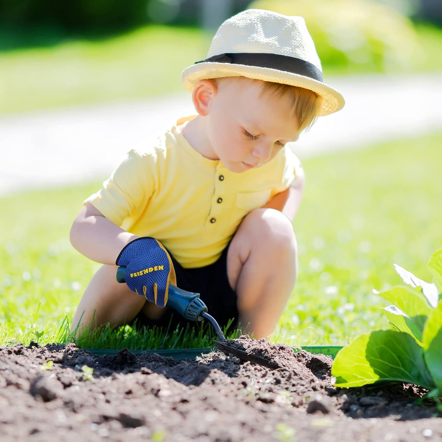 Kids Leather Gardening Gloves, Toddler Work Gloves, Breathable Design Perfect for Children Gardening Age 2-12 - Image 4