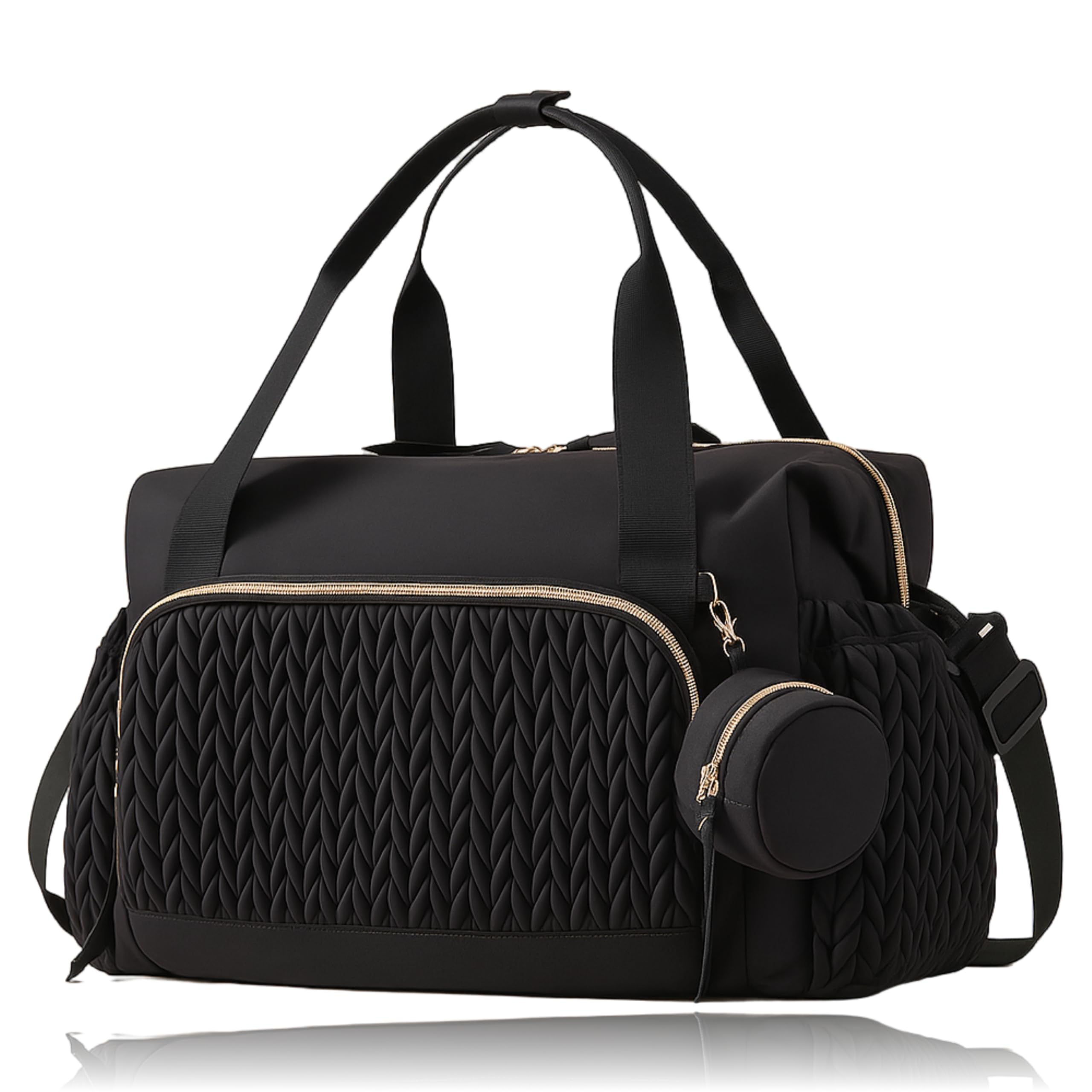 Baby Diaper Travel Bag for Mothers | Newborn Hospital Bag | Maternity Duffel Luggage Tote for Baby Essentials | Nappy Bag with Changing Mat | Mommy Handbag (Black)