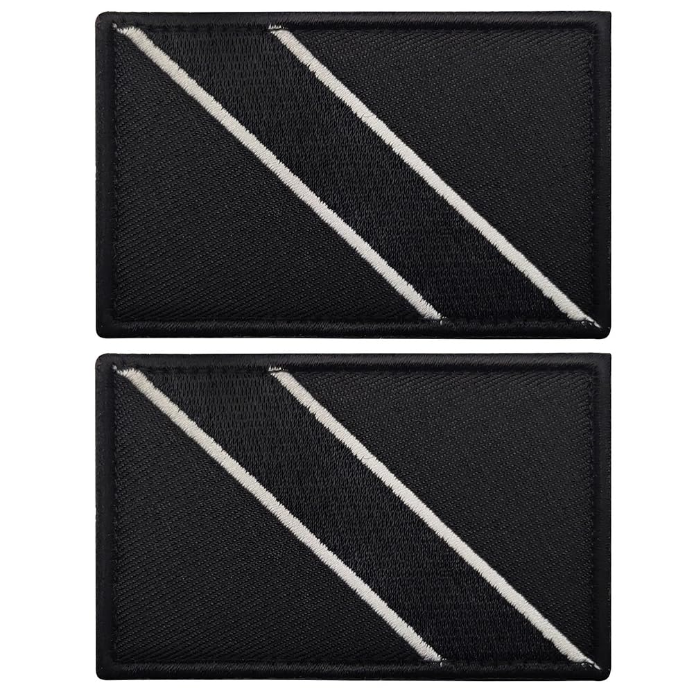 2Pcs Trinidad and Tobago Flag Morale Embroidered Patches Fastener Tactical Military Applique sew on Emblem Badges Harnesses Shoulder Loop Hook Armband DIY Patch (Trinidad and Tobago Black)