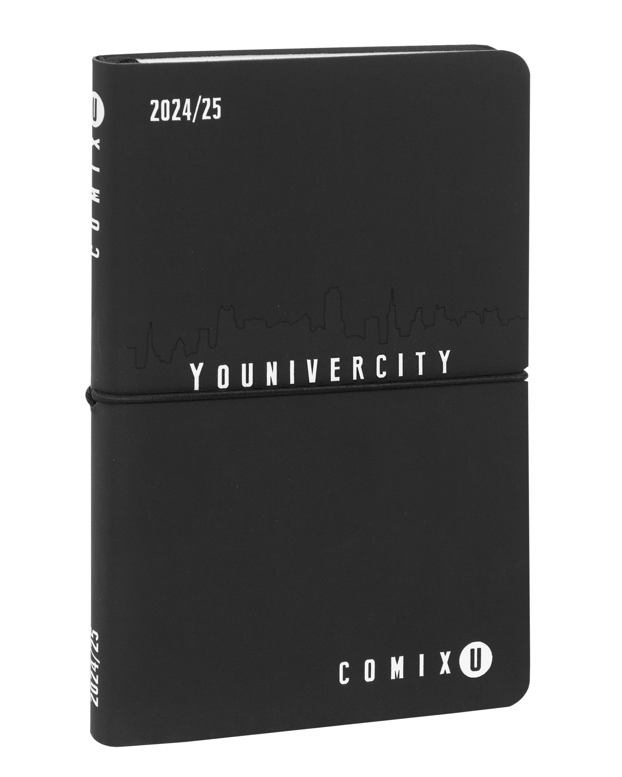 COMIX U Younivercity - Agenda Semanal De 13 Meses, Tamaño Mediano, 2024-2025, Tapa Dura, Cierre Elástico Y 224 Páginas, Ideal Para Universidad, 11,8 X 18 Cm, Color Azul