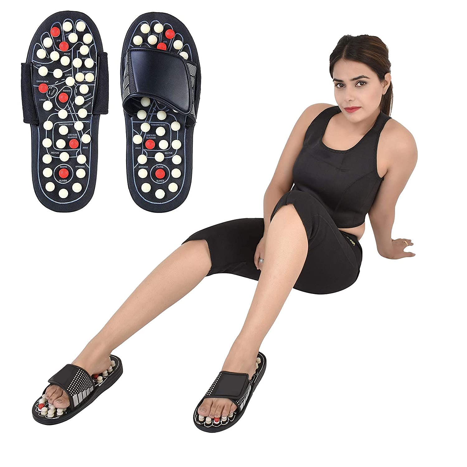 AASTIK Spring Acupressure and Magnetic Therapy Accu Paduka Slippers for Full Body Blood Circulation Natural Leg Foot Massager Slippers For Men and Women ( Unisex ) (Free Size)