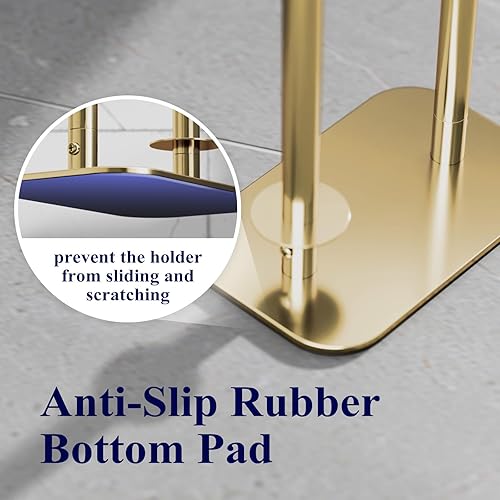 Miniatura 30 de Kitsure Soporte de papel higiénico de pie – Soporte de papel higiénico de metal inoxidable para 4 rollos con base antideslizante y estante para Negro