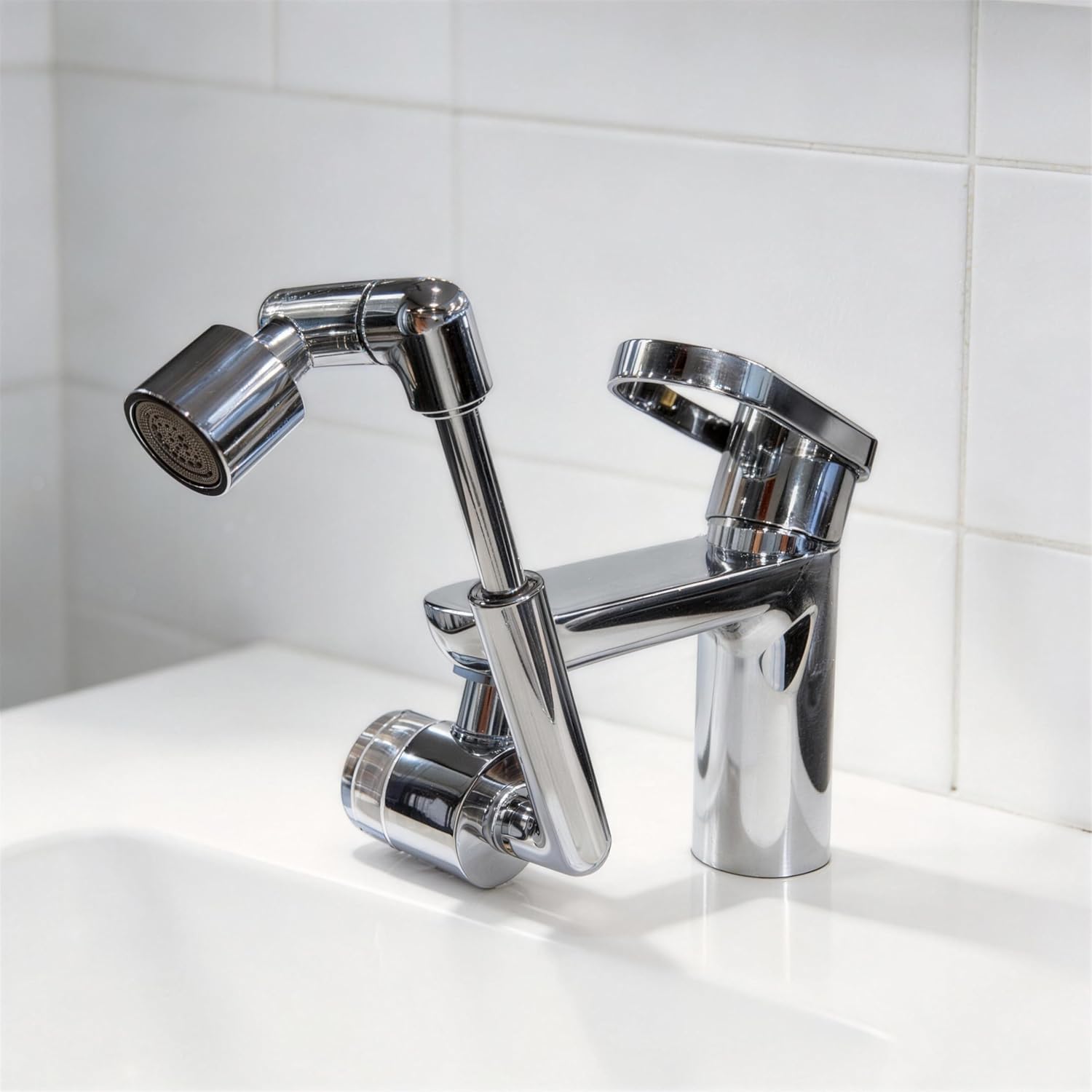 VANCOCO 1440° Swivel Faucet Aerator Extension, Dual Flow Modes with 3-Layer Filtration Solid Brass Sink Faucet Extender Aerator (Brushed Nickel)