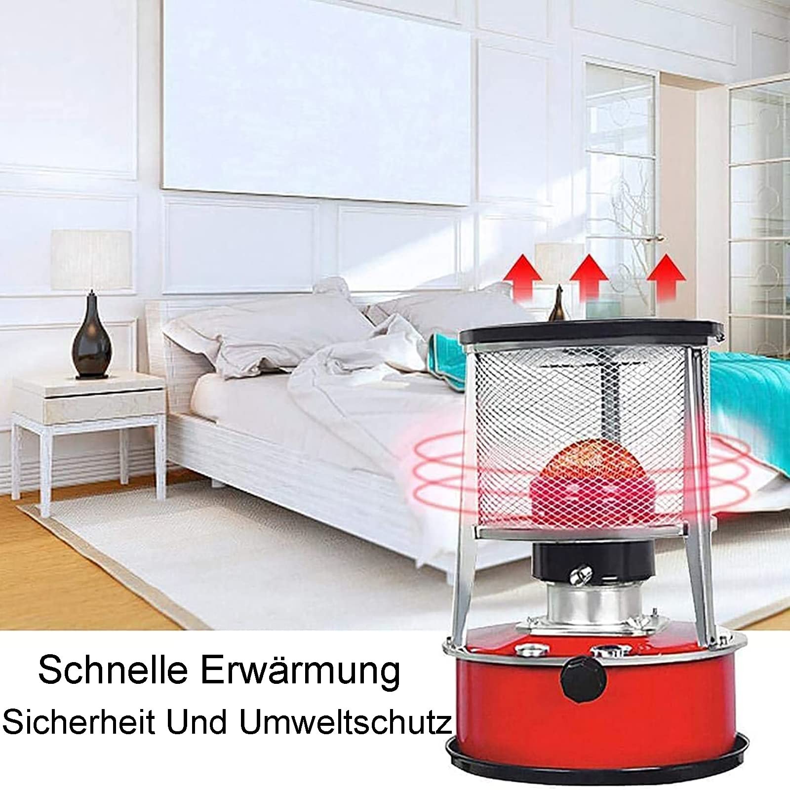 Petroleumofen Für Innenräume,Petroleum Heizung,Mobile Heizung Ohne Strom Innen,Tragbarer Petroliumheizer,Camping Heizung Und Kochen,Effizienter Petroleum Ofen Indoor Mit Umfallschutz (Color : Red)