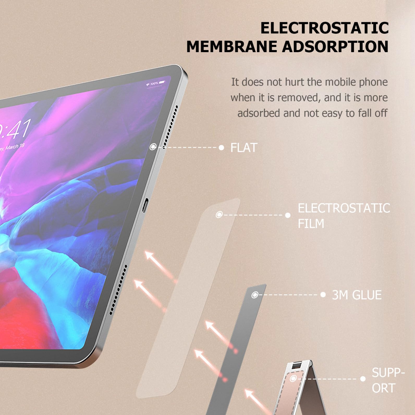Hemobllo 3pezzi Supporto Per Tablet Pieghevole Di Porta Tablet Per Scrivania e Uso Portatile Design Elegante e Stabile Facile Da Usare Adesione Sicura