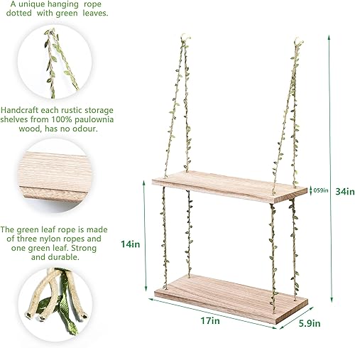 Miniatura 3 de MITIME Estantes colgantes para pared, estante colgante de pared de ventana de 2 niveles para marcos de fotos de plantas, decoración de exhibición,