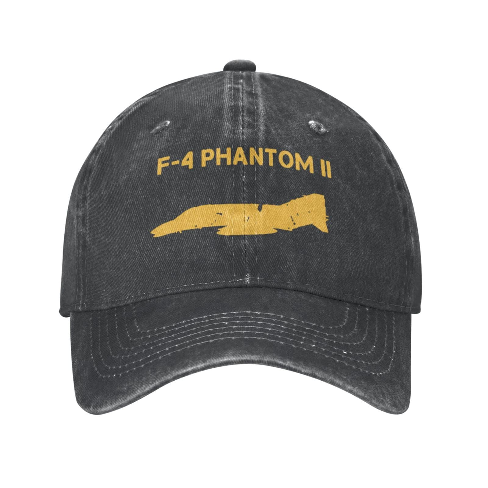 flyastar F-4 Phantom Ii Washed Hat Cap Baseball Dad Adjustable Cowboy Unisex Denim Trucker Adult Vintage Cotton Men Women Washable Retro Men's Women's Outdoor Sports, Black, One Size