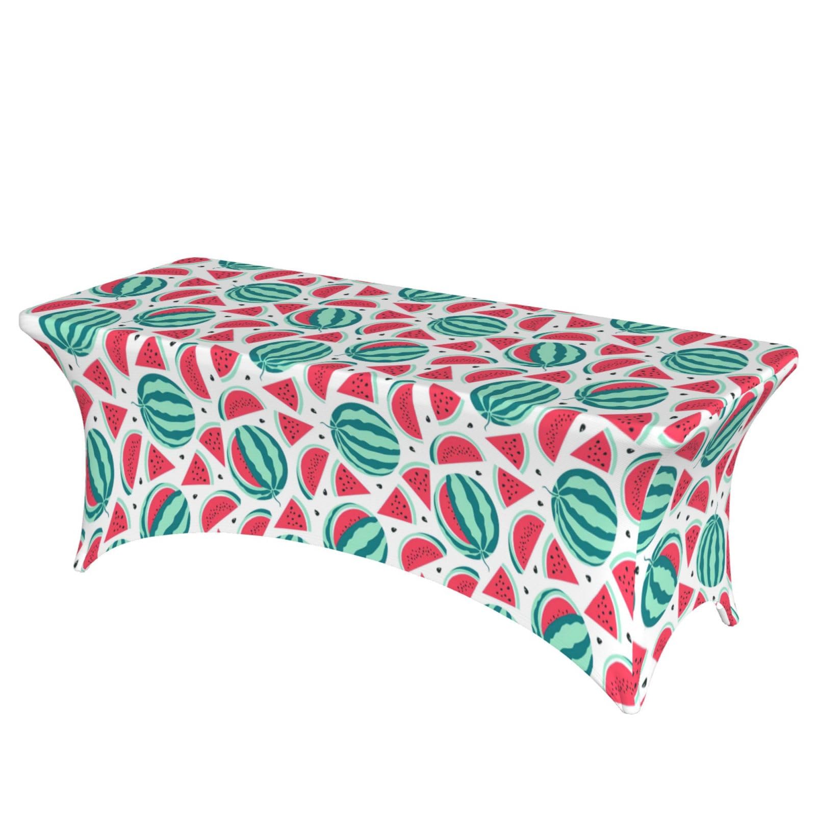 NImongt Fruits Watermelon Print Elastic Rectangular Tablecloth Holidays Family Banquet Wedding Party Table Cover