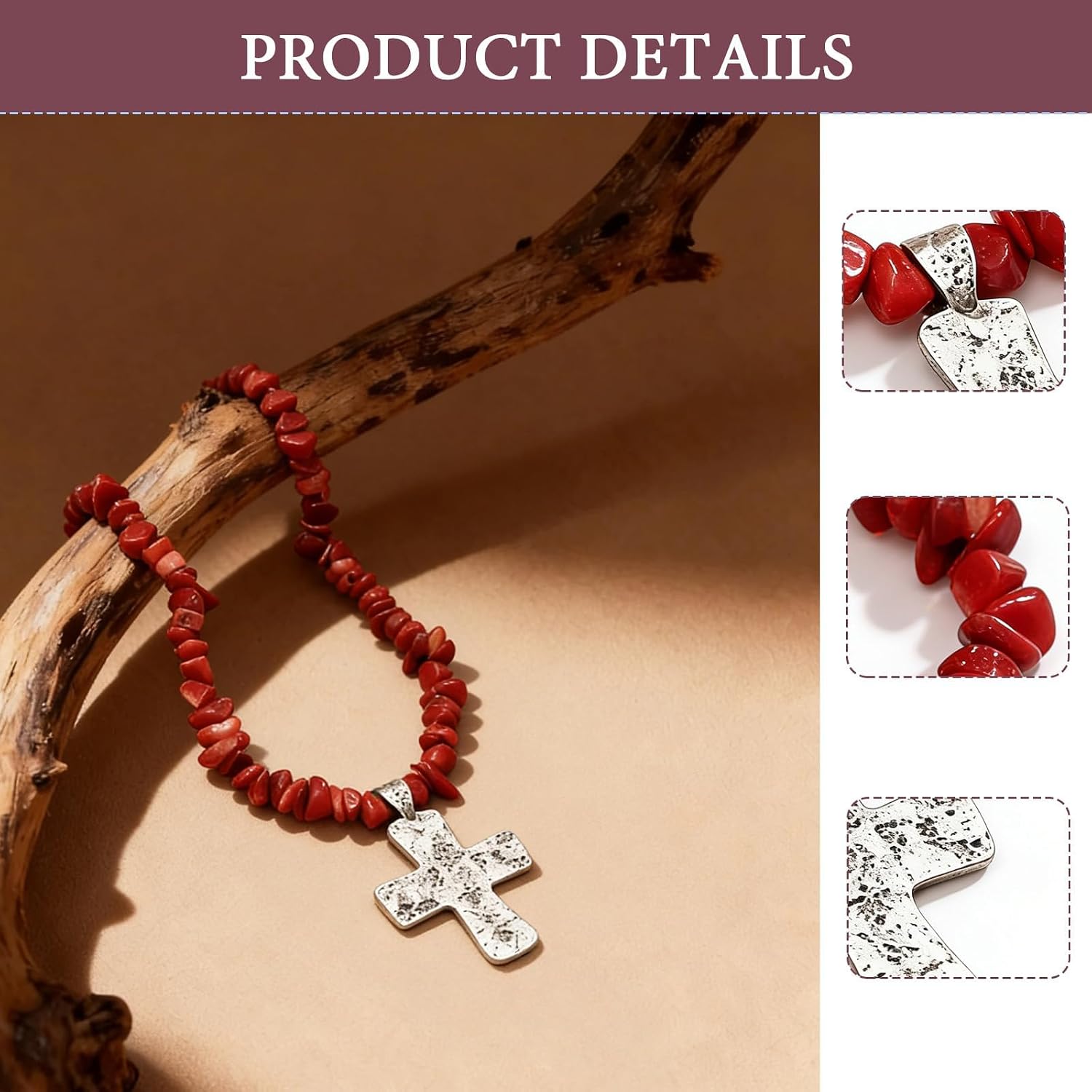 Trendy Stylish Elegant Unique Statement Red Western Jewelry for Women, Natural Irregular Red Stone Symbol Pendant Chain Necklace, Western Classic Fashion Jewelry Accessory
