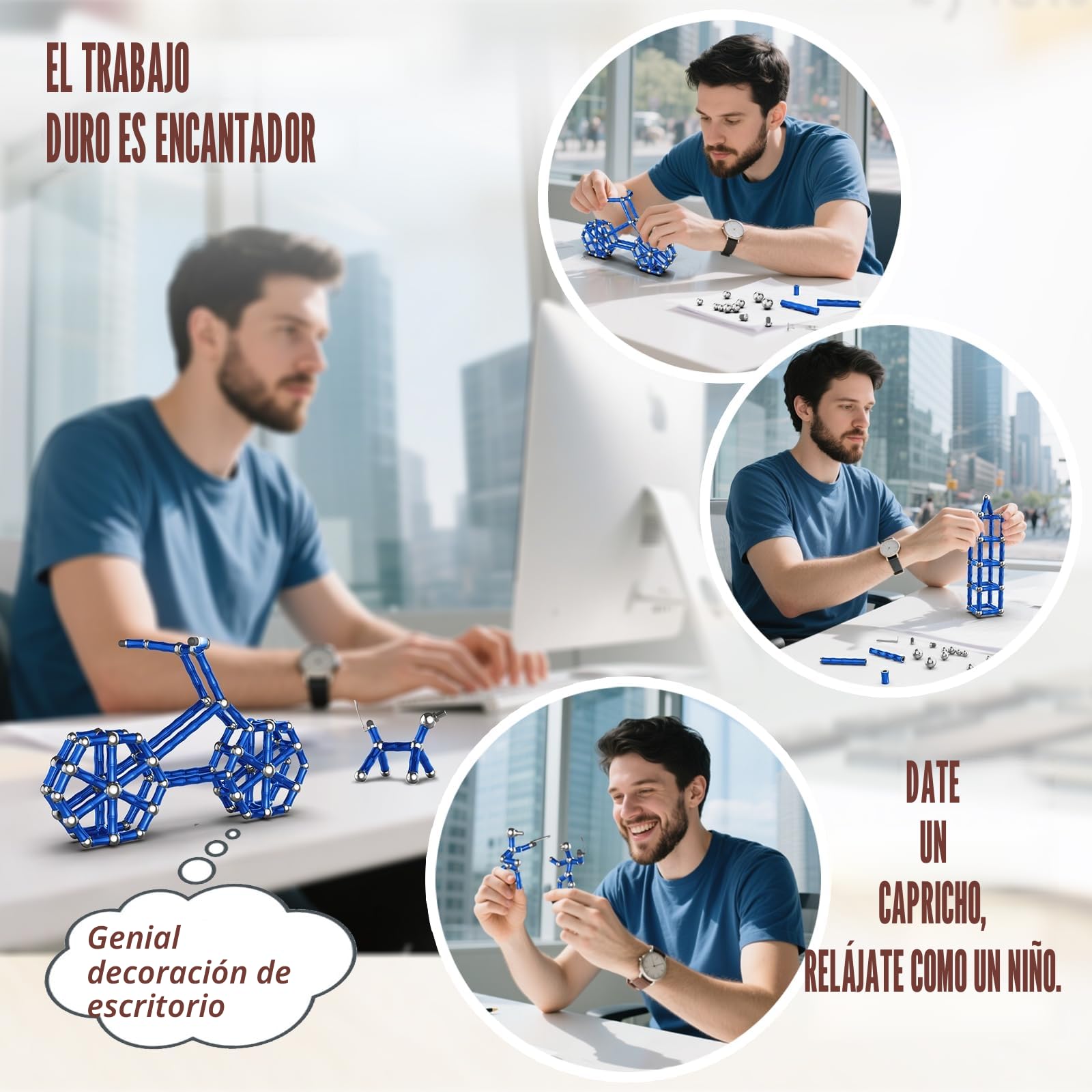 Tigerhu Bolígrafo Magnético, Divertido Juguete Antiestrés ultifunción, Fidget Pen Regalos para Hombres, Mujeres, Niños y Cumpleaños Festival Regalo Adolescentes, Gadgets Tecnologicos (Azul)