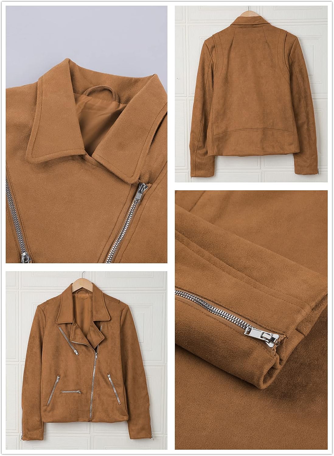 ROSKIKI Women's Faux Leather Moto Biker Short Coat Jacket : Clothing, Shoes & Jewelry