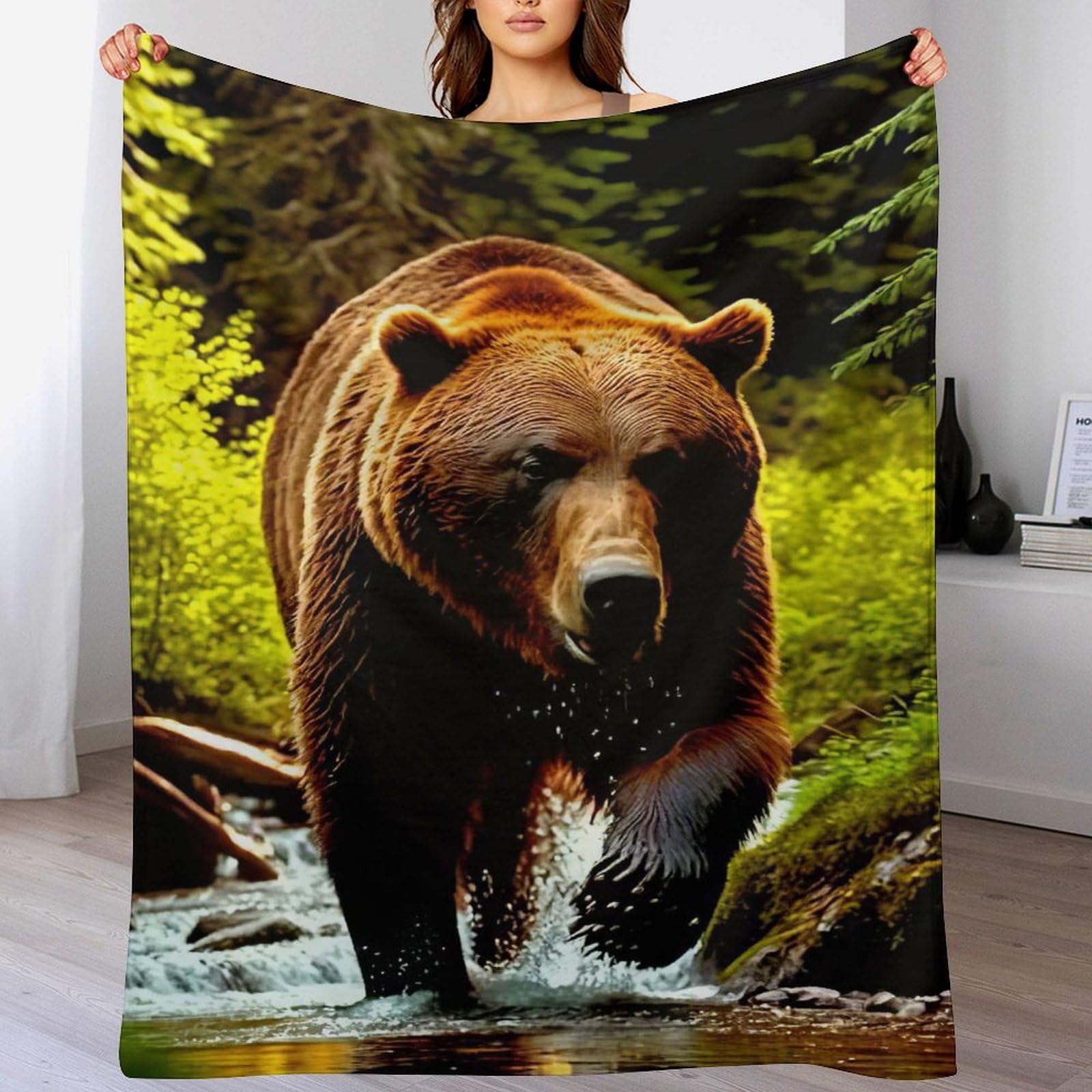 Couverture en flannel motif ours 100x130 cm pour canapé lit