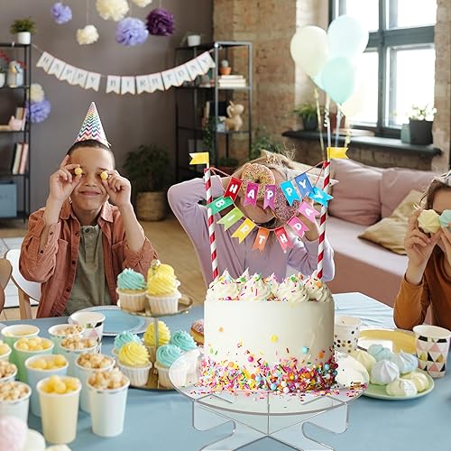 Miniatura 5 de Tanlade Soporte acrílico para cupcakes de 11.8 pulgadas, 2 piezas, soporte redondo de 1 nivel para tartas para fiestas, soporte de pedestal