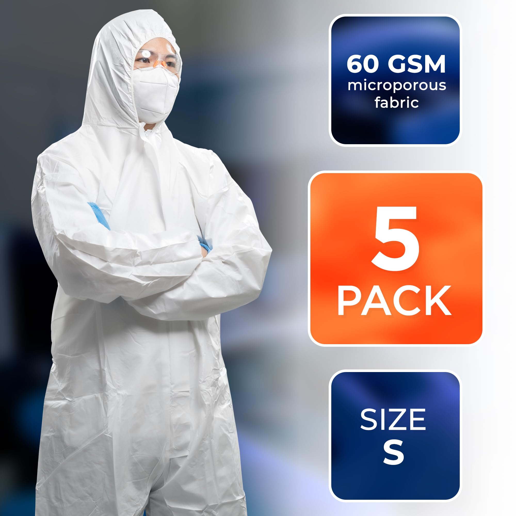 EZGOODZ Disposable Coveralls with Hood & Boots, 60 GSM White Work