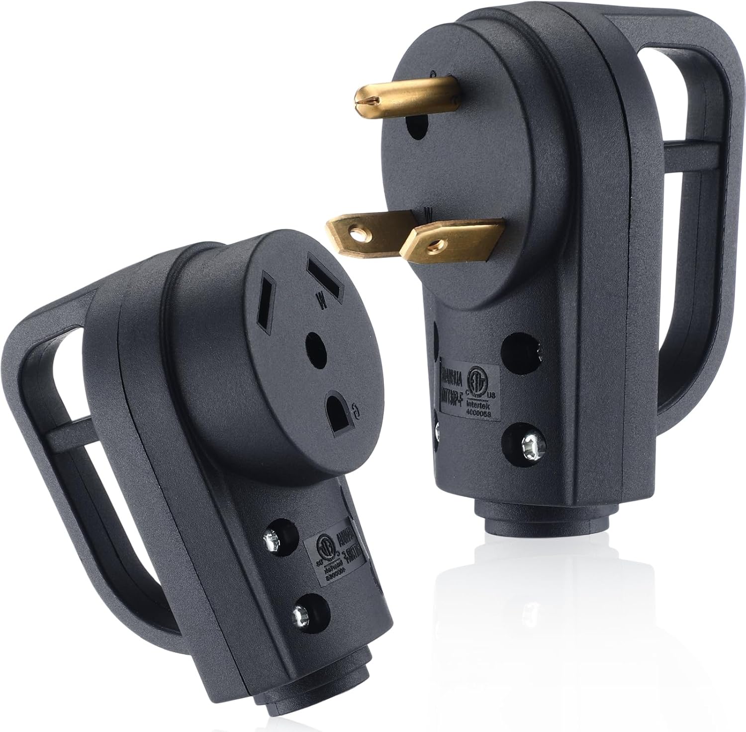 Kanayu 30 Amp Rv Male and Female Plug Set Tt-30p and Tt-30r Receptable125 Volt with Handle Receptacle Rv Electrical Campers Plug for Camper Caravan Van Trailer
