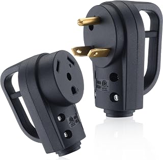 Kanayu 30 Amp Rv Male and Female Plug Set Tt-30p and Tt-30r Receptable125 Volt with Handle Receptacle Rv Electrical Campers Plug for Camper Caravan Van Trailer