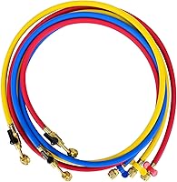 DRAKO-MYXX N6HVAC 1/4" Refrigerant Hoses 6FT with Ball Valve, 800 PSI, 3-Color Kit for R410A R134A R22 HVAC Techs