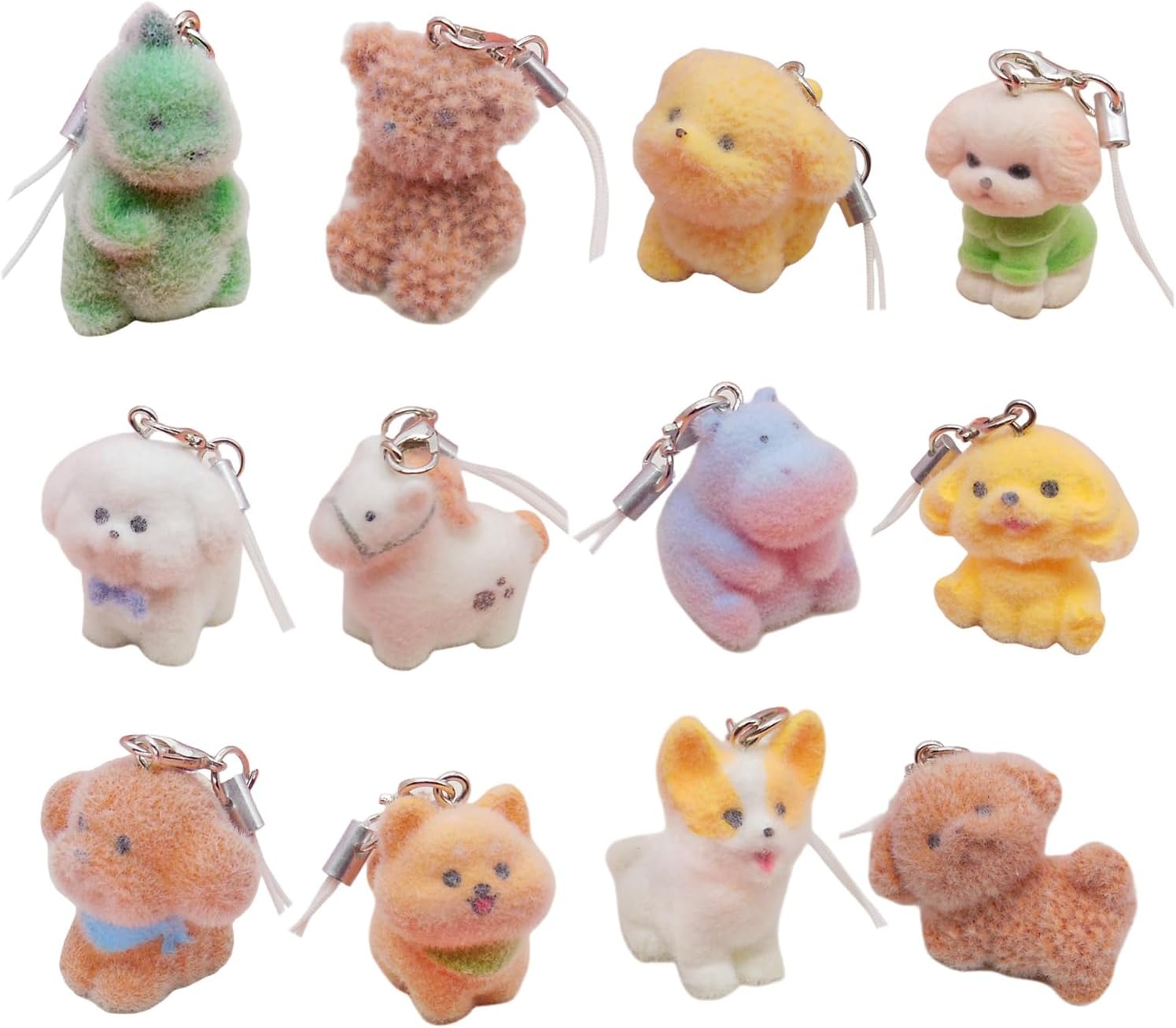 Resin Flocking Animal Holder Soft Touch Decorative Accessory Animal Keychain Decoration for All Ages Resin Keychain image 4