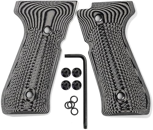 Miniatura 2 de Cool Hand Empuñaduras G10 para Beretta 92/96 Full Size, 92 fs, m9, 92a1, 92 INOX, textura a cuadros, tornillos incluidos, gris/negro, B92-DC-5