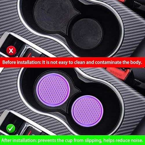 Miniatura 9 de zipelo Paquete de 4 posavasos para automóvil, 2.75 pulgadas, universales, antideslizantes, impermeables, para insertar tazas, tapete de silicona