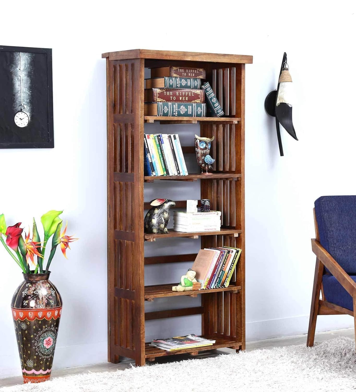 Pipercrafts Bookshelf Furniture/Book Rack for Home/Book Shelves Wooden/Book Shelf Wooden/Book Shelf for Living Room in Provincial Teak Finish-image-25