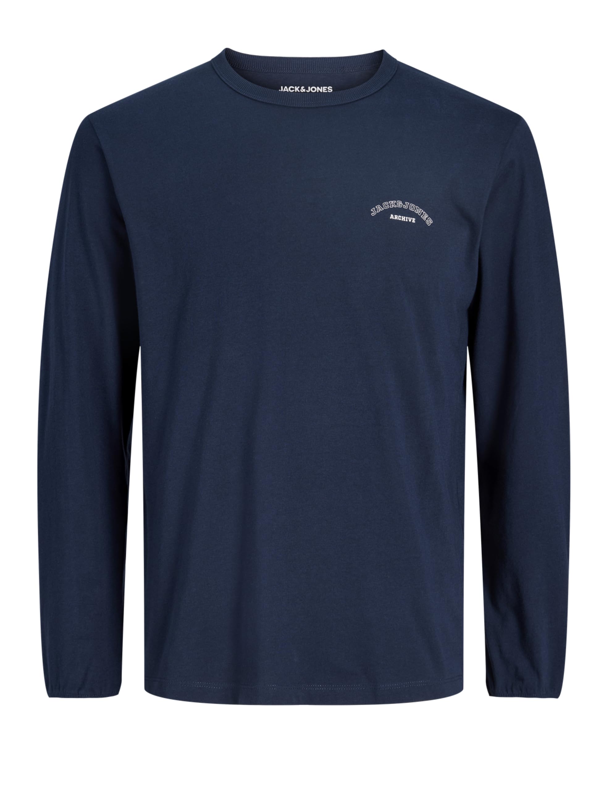JACK & JONES Jjcollege Logo Tee LS Crew Neck, Blazer Navy, M