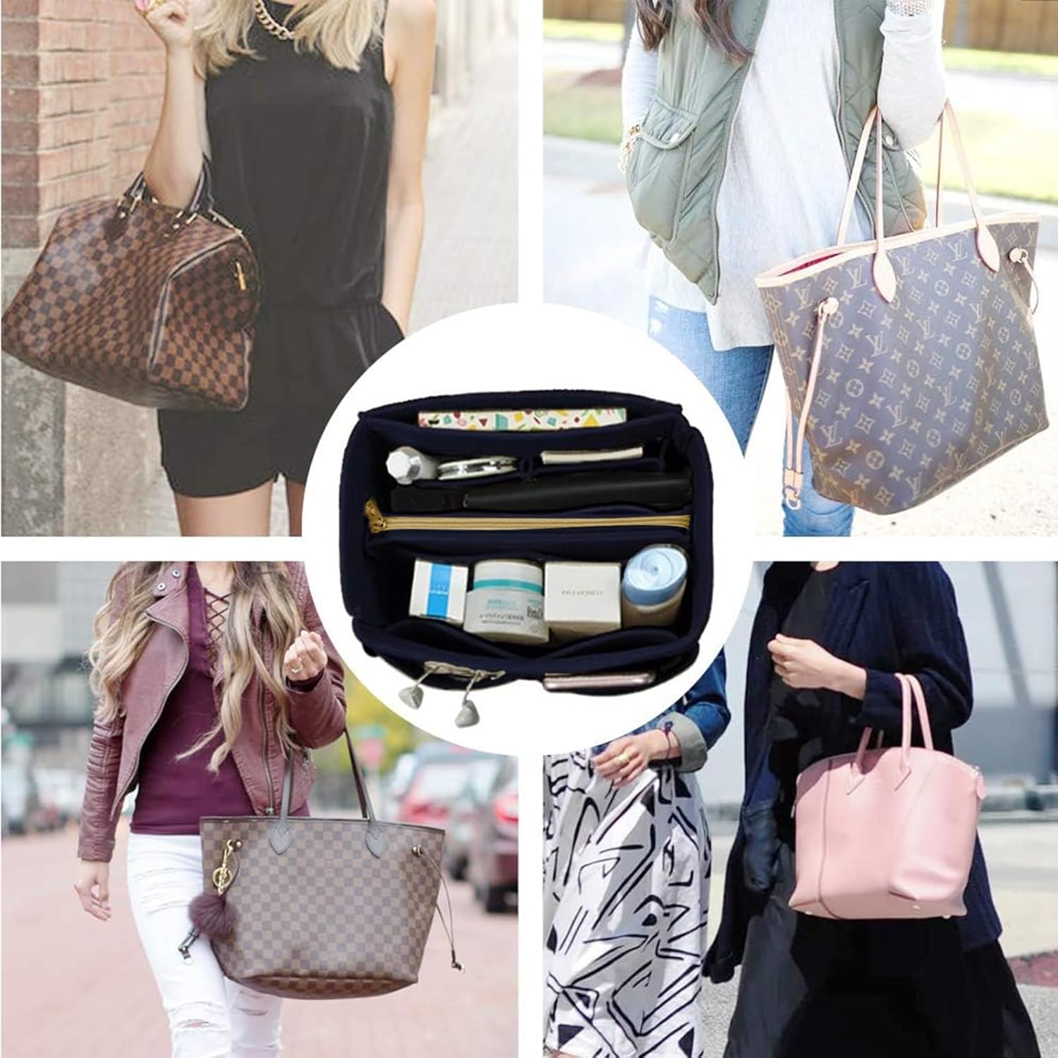 OMYSTYLE Purse Organizer Insert, Felt Tote Bag Organizer Insert with 5 Sizes, Handbag Dividers for Inside Purse, Compatible with Longchamp, Neverful, Speedy and More - Image 6