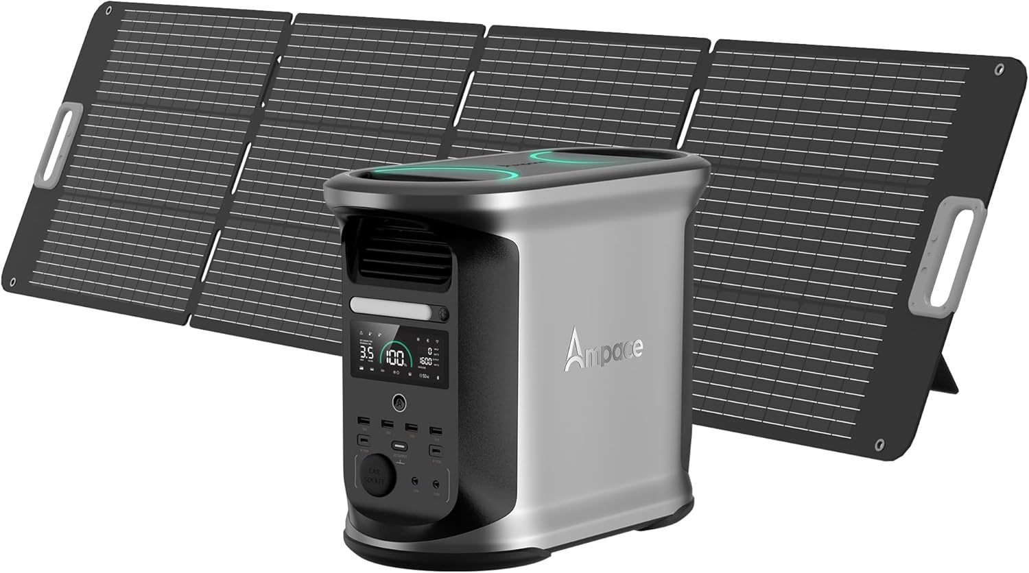 Portable Power Station Andes 1500 with 200W Solar Panel, Full Charge in 55 Min, 1462Wh LiFePO4 Battery, 2400W (Peak 3600W) Solar Generator for Home Backup, Power Outages, Camping & RVs