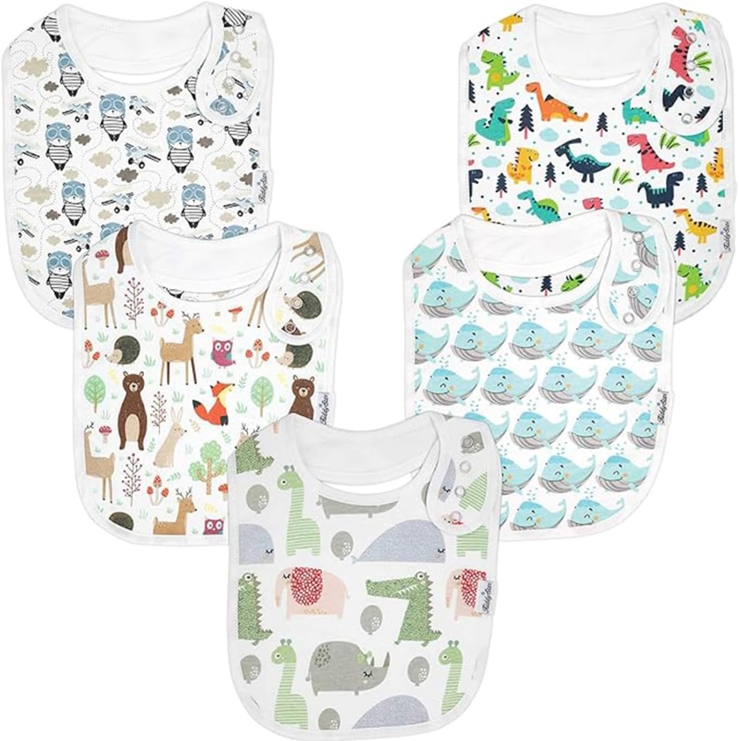 KiddyStar Drool Bibs for Babies – Organic, Unisex, Soft Absorbent Teething Bibs with Adjustable Snaps