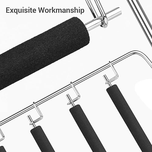 Miniatura 8 de SONGMICS Perchas para pantalones que ahorran espacio, perchas para pantalones de 5 niveles, juego de 3 perchas para múltiples faldas, colgadores