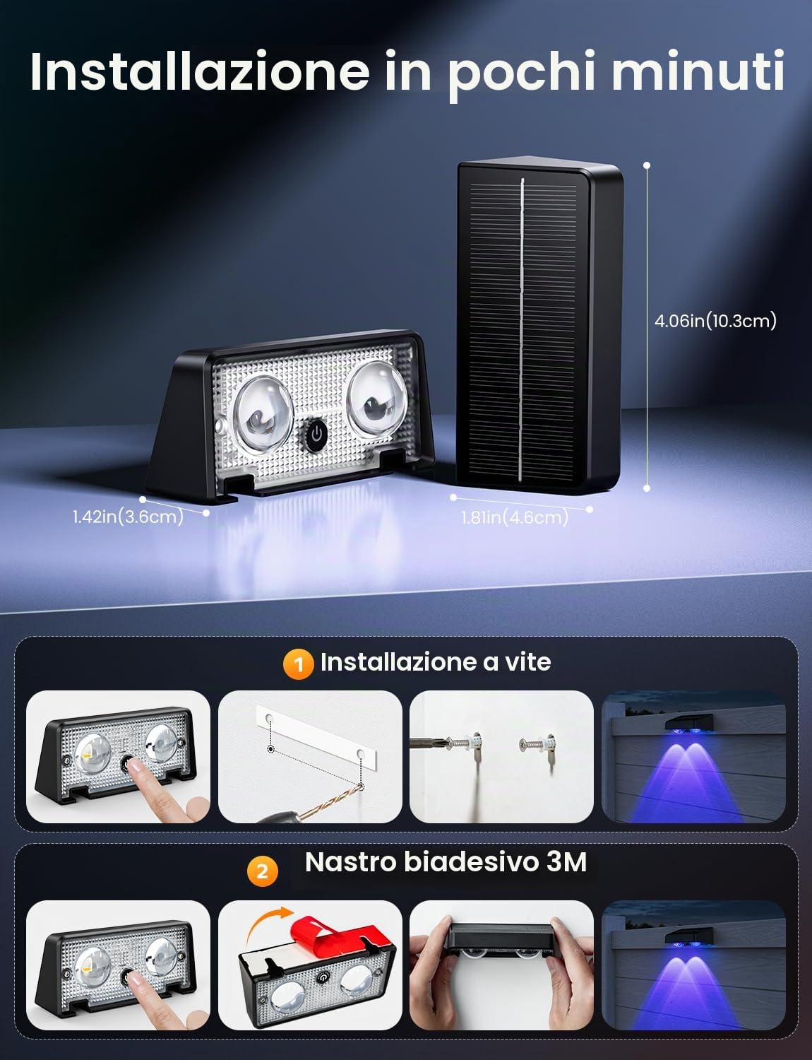 Luci solari per recinzioni esterne, confezione da 8 luci da giardino che cambiano colore, alimentate a energia solare, IP65, impermeabili con 9 colori e 11 modalità di illuminazione, luci
