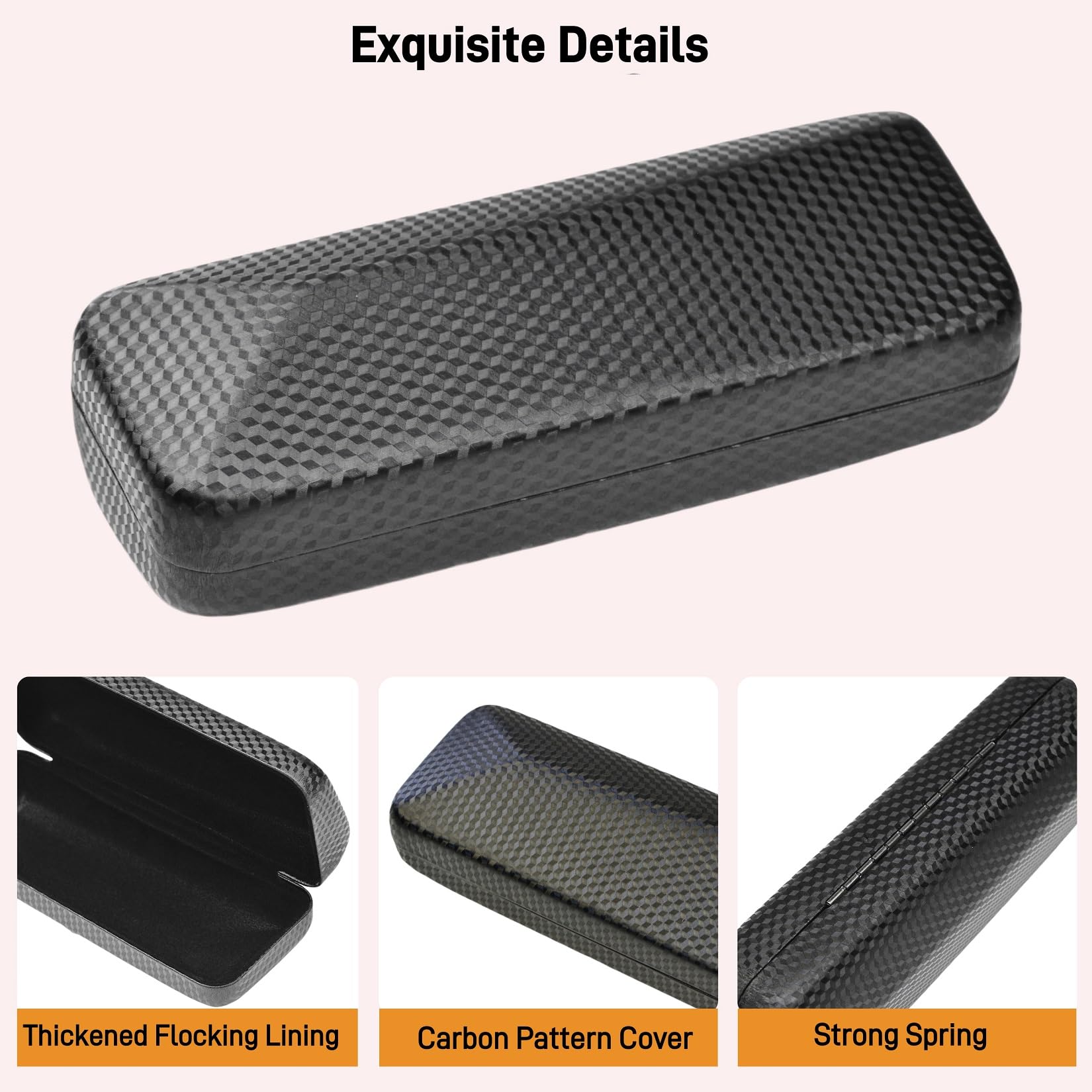 3 Stücke Brillenetui, Brillenetui Hardcase mit Carbon Faser Abdeckung, Brillenhülle für Herren Damen,Brillen Etui Hart Schwarz Glasses Case,Sonnenbrillen Etui