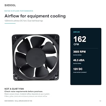 120mm 12V Waterproof Cooling Fan, 38mm Thick, IP68 Design, 3-Pin FG