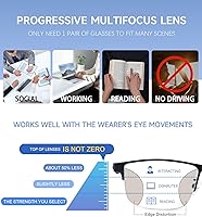 Vista 22 de Premium 2 PACK Durable Progressive Multifocus Reading Glasses for Men Blue Light Blocking Computer Reader Anti Eyestrain Metal Frame Spring Hinges