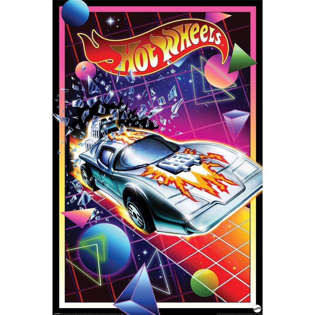 Pyramid International Hot Wheels Retro Poster 80s Style Futuristic Racing Car, 61 x 92 cm, Multi-Coloured