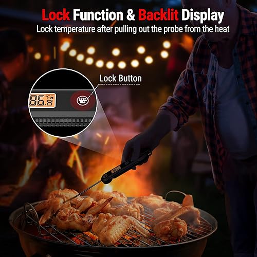 Miniatura 5 de ThermoPro Termómetro digital de lectura instantánea para carne para asar a la parrilla, termómetro impermeable para alimentos de cocina con Negro