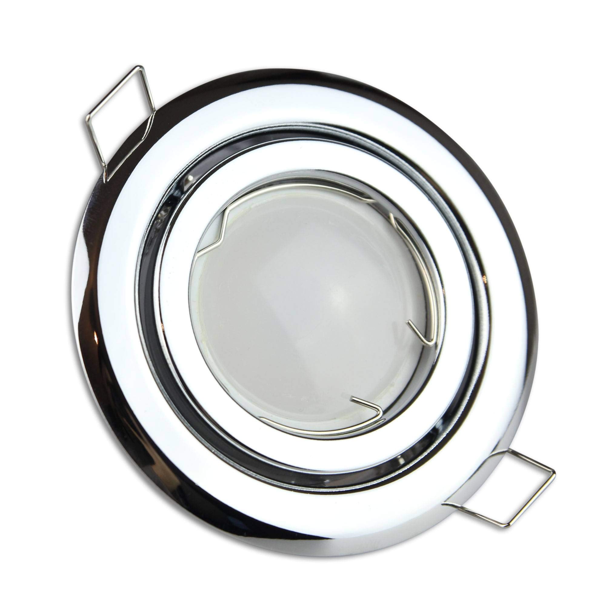 Juego de 6 focos LED empotrables cromados, 6,5 W, blanco cálido, superplano, 230 V, orientable y orificio de perforación de 80-85 mm, foco empotrable en el techo