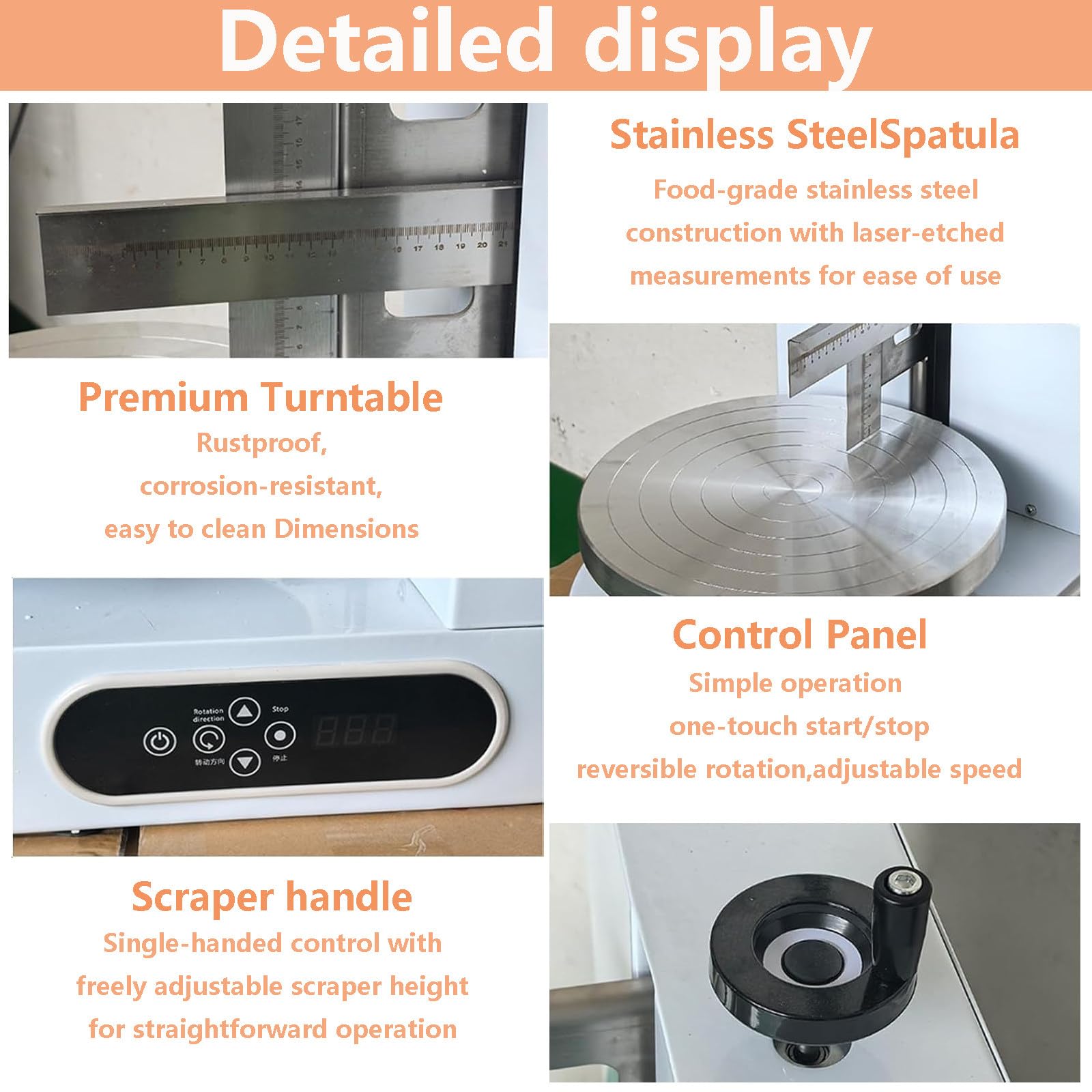 Esparcidor Automático De Crema para Tartas, Rascador De Superficie Giratorio, Decoración Eléctrica De Tartas De Cumpleaños Y Máquina Alisadora para Pasteles 4-12in-White