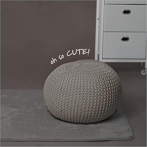 Miniatura 27 de Urban Lifestyle Puf de punto redondo - Algodón tejido a mano, marfil Marfil,Azul,Gris oscuro,Índigo/ azul marino,Gris claro,Negro -,gris