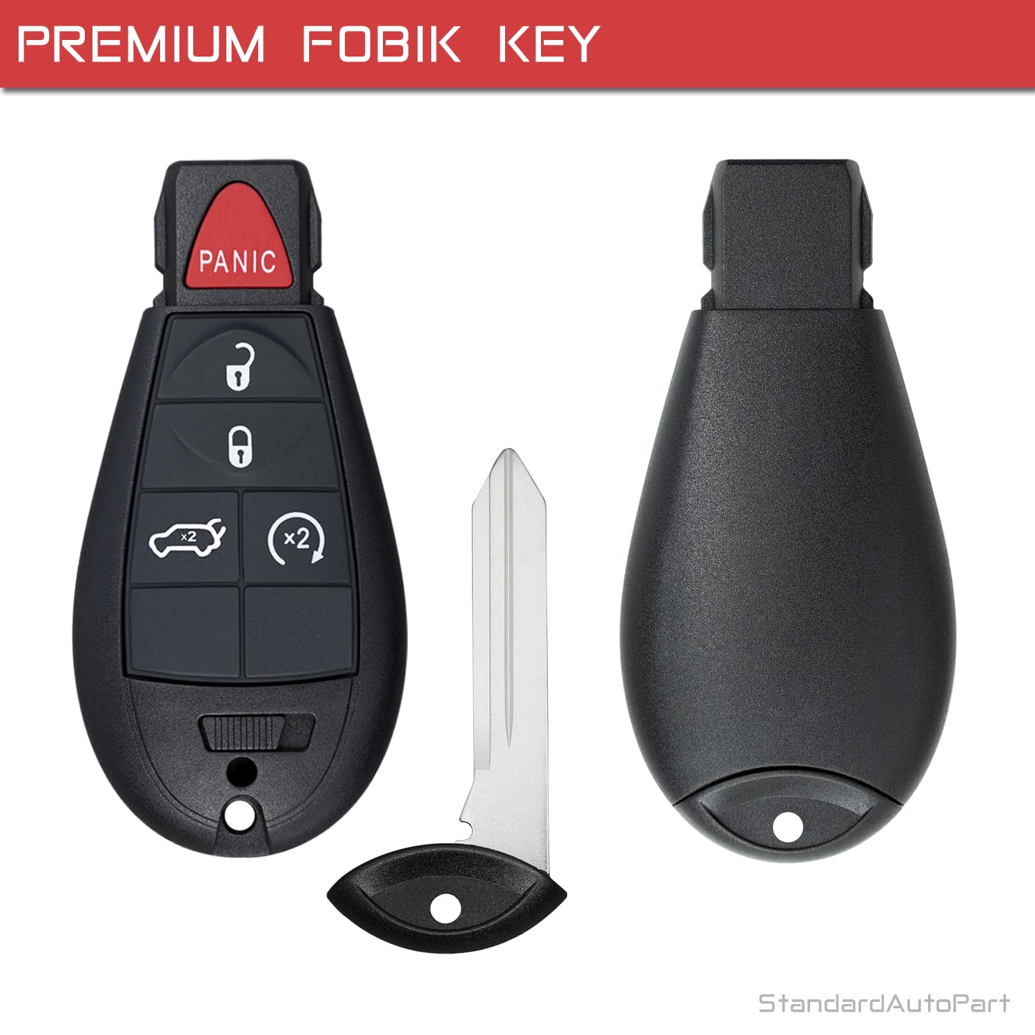 StandardAutoPart Telecomando per chiave auto compatibile con Jeep Cherokee 2014 2015 2016 2017 2018 2019 2020 2021 GQ4-53T (5 pulsanti Hatch)