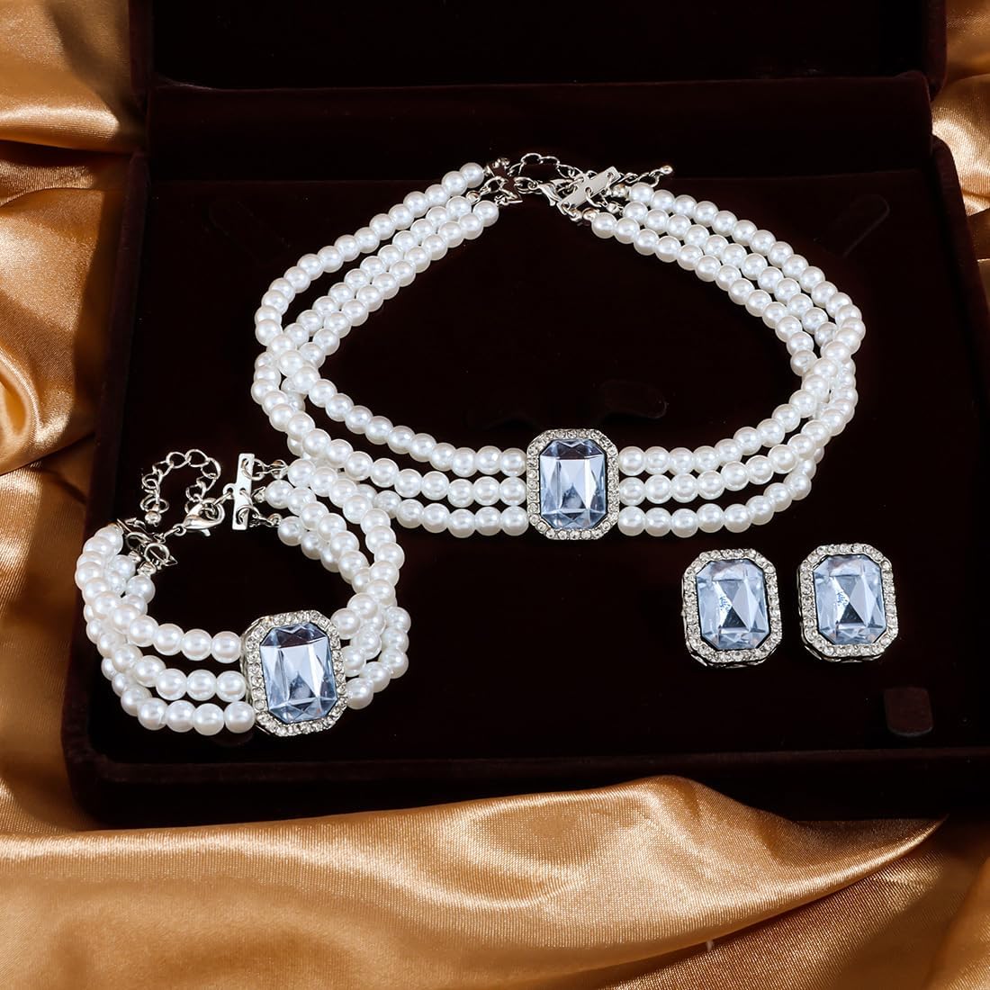 1920s Faux Pearl Strand Necklace for Women Costume Jewelry With Rhinestone Charm Suitable for Weddings Party Daily