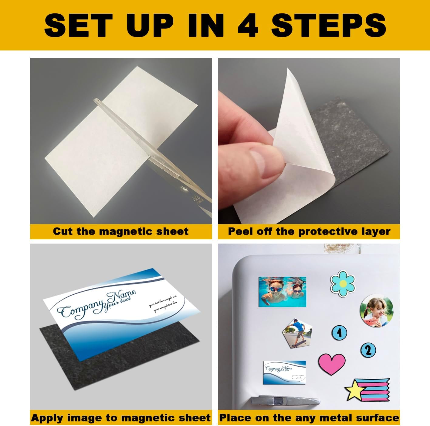 Business Card Magnets, 2x3.5 inch,50 Pack, Peel and Stick Self Adhesive Magnetic Backings for Crafts Photos and Business Supplies (2X 3.5 inch)