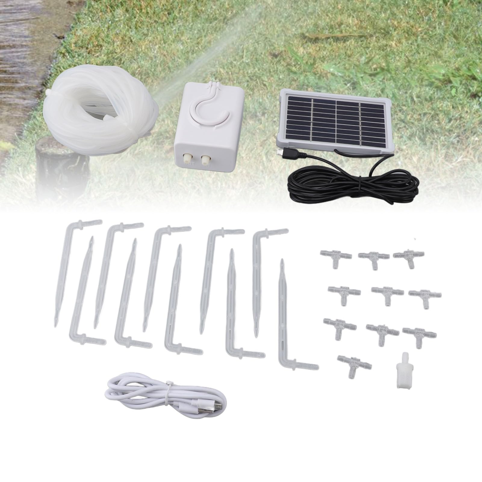 Irrigatore Automatico per Piante, di Irrigazione Ad Energia Solare con Timer e Repellente per Animali, per Irrigazione a Goccia All'aperto da Giardino