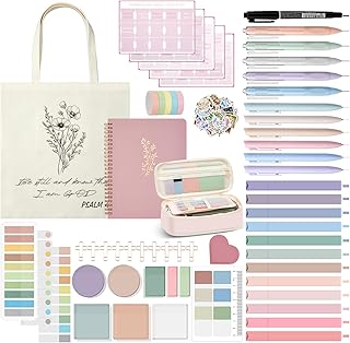 Jutom 110 Pcs Bible Study Supplies Bible Journaling Kit with Canvas Tote...