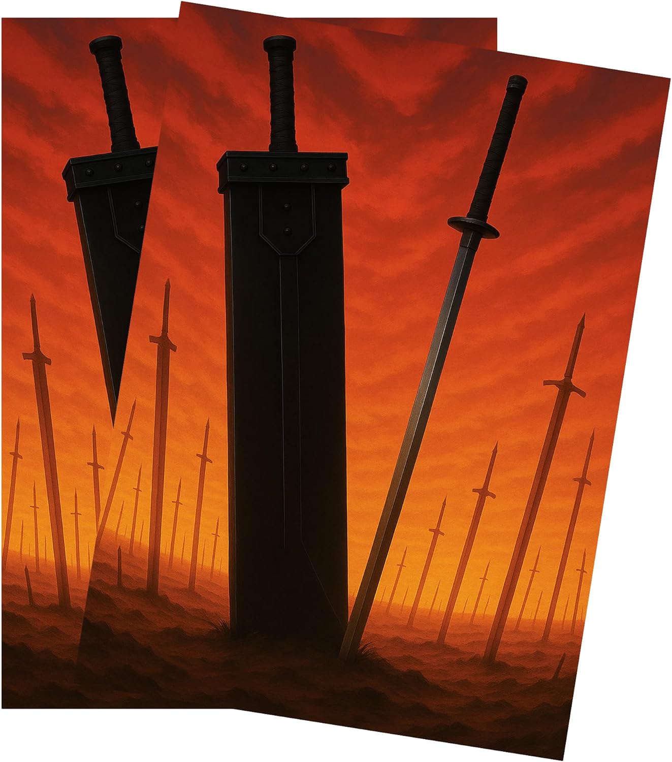 MTG Sleeves by Arcanum Industries, 103 Matte Card Sleeves for Magic The Gathering & TCG - Premium Shuffle Feel & Borderless Art with Black Interior (Blade Graveyard)