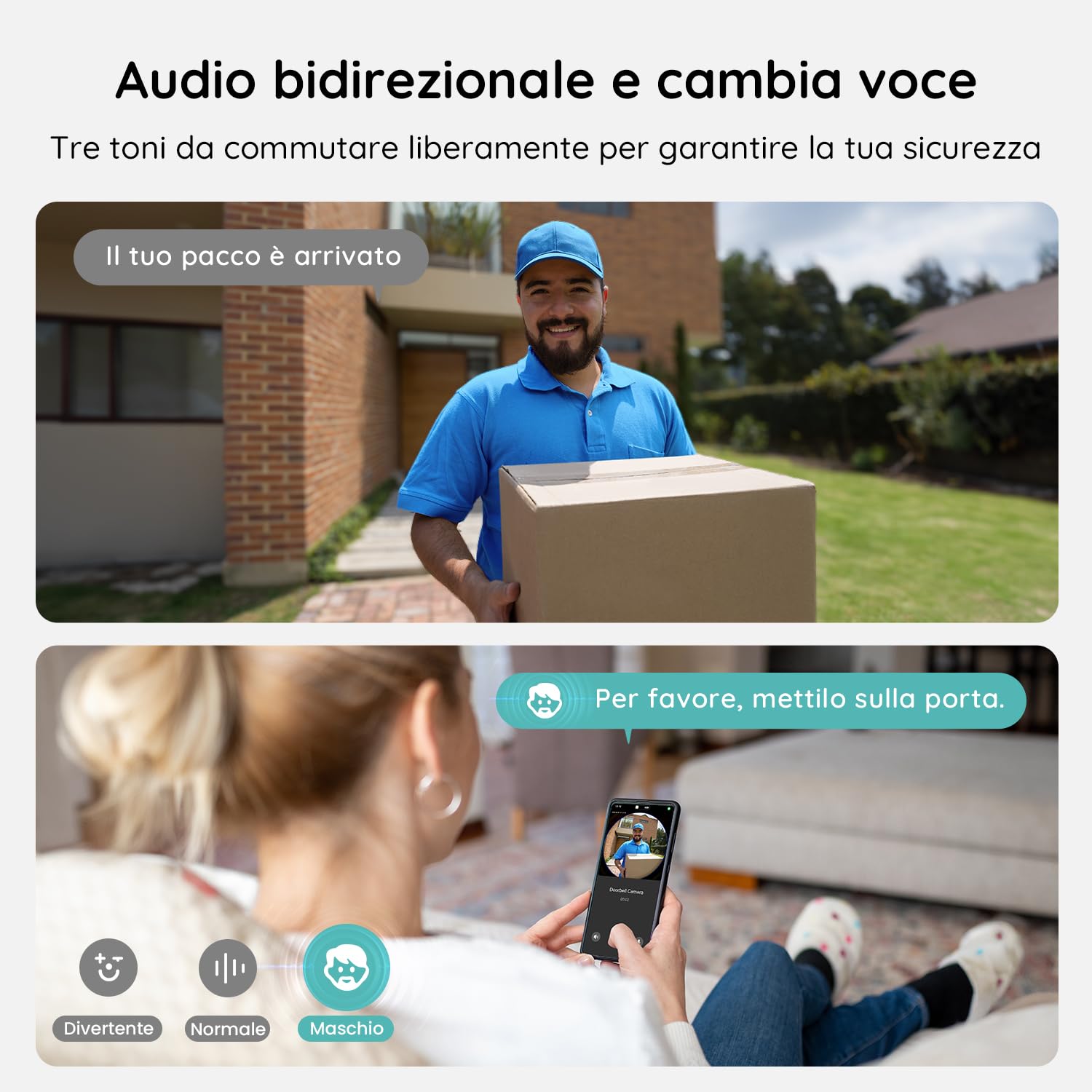 BOIFUN 2K Videocitofono Wifi Senza Fili da Esterno Campanello con Suoneria, 180° Vista Panoramica, Rilevamento Umano Intelligente AI, Audio Bidirezionale, IP65, Alexa Compatibile, 2.4GHz