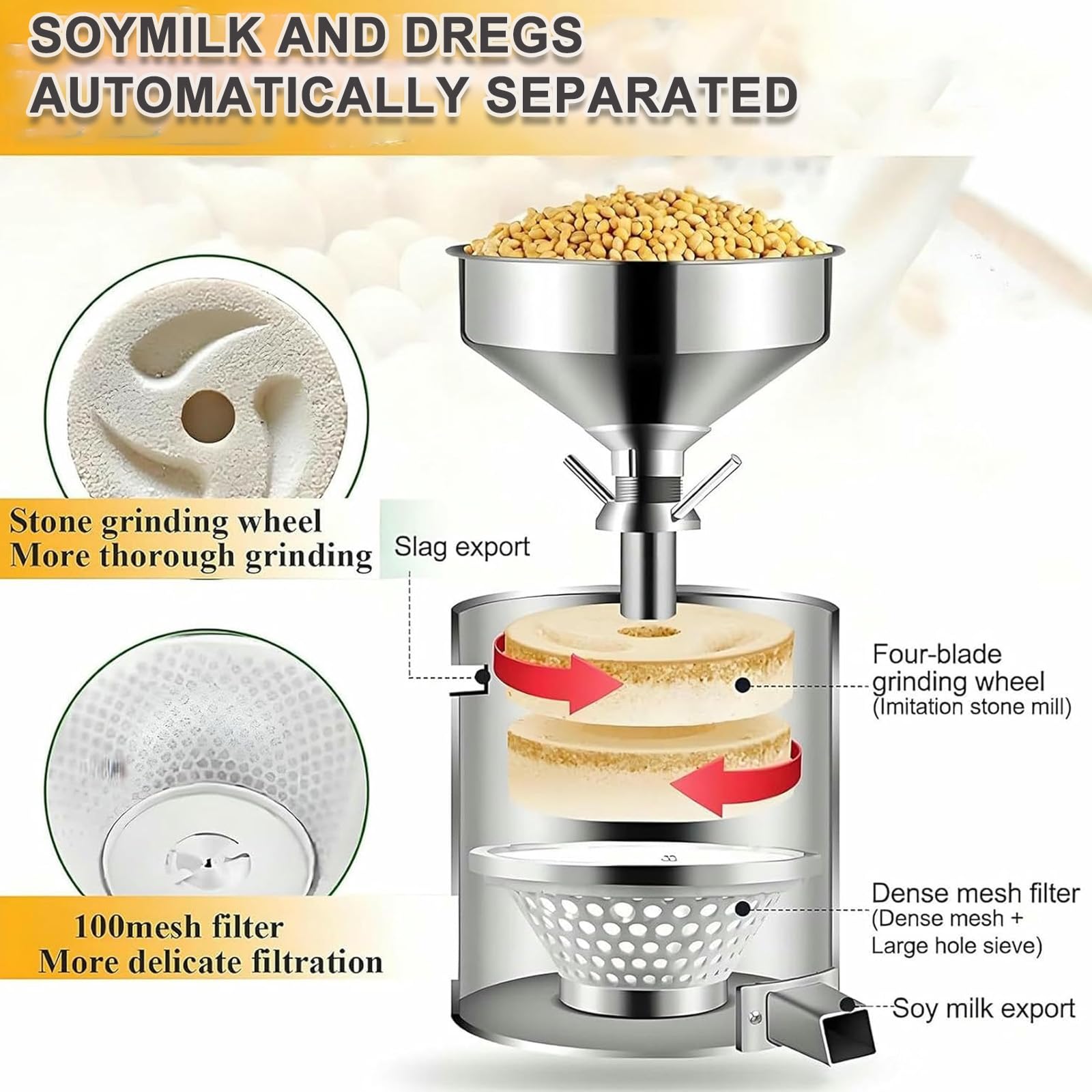 Maszyna Do Mleka Sojowego Z Separacją Żużlu, Komercyjna Maszyna Do Puddingu Z Tofu, Automatyczna Maszyna Do Mleka Orzechowego Ze Stali Nierdzewnej O Wydajności 25 Kg/h, Do Stołówek