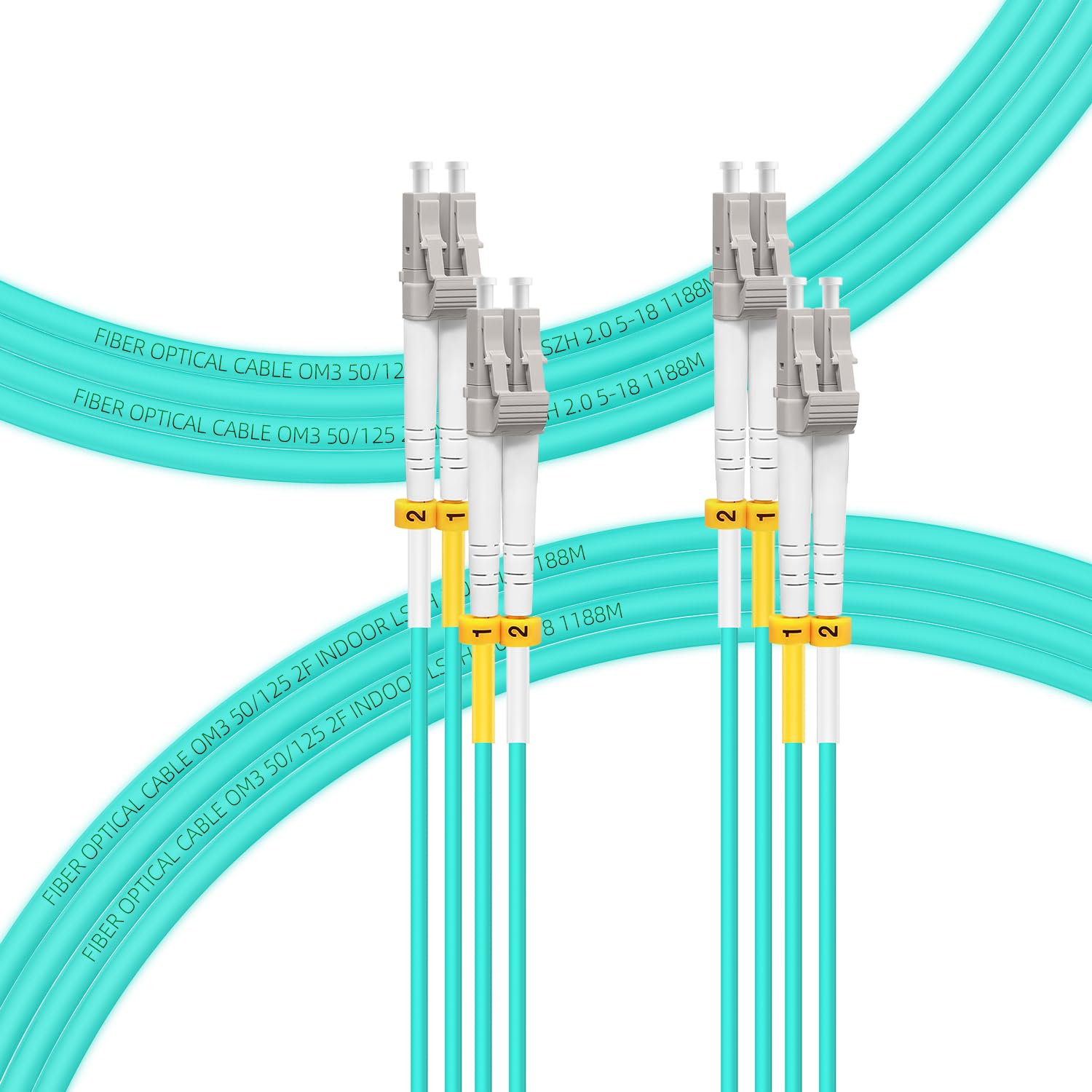 FLYPROFiber- 5M-6Pack OM3 LC to LC Fiber Patch Cable, MM Multi Mode Fiber Optic Cable, MMF Multimode Fiber Jumper Cord, 10Gb/40Gb, Duplex, 50/125um, LSZH, 5M(16ft)-6Pack