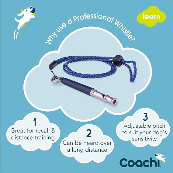 Company of Animals, Professional Whistle, Adjustable Volume, Recall Workout, 41140A, Navy Blue